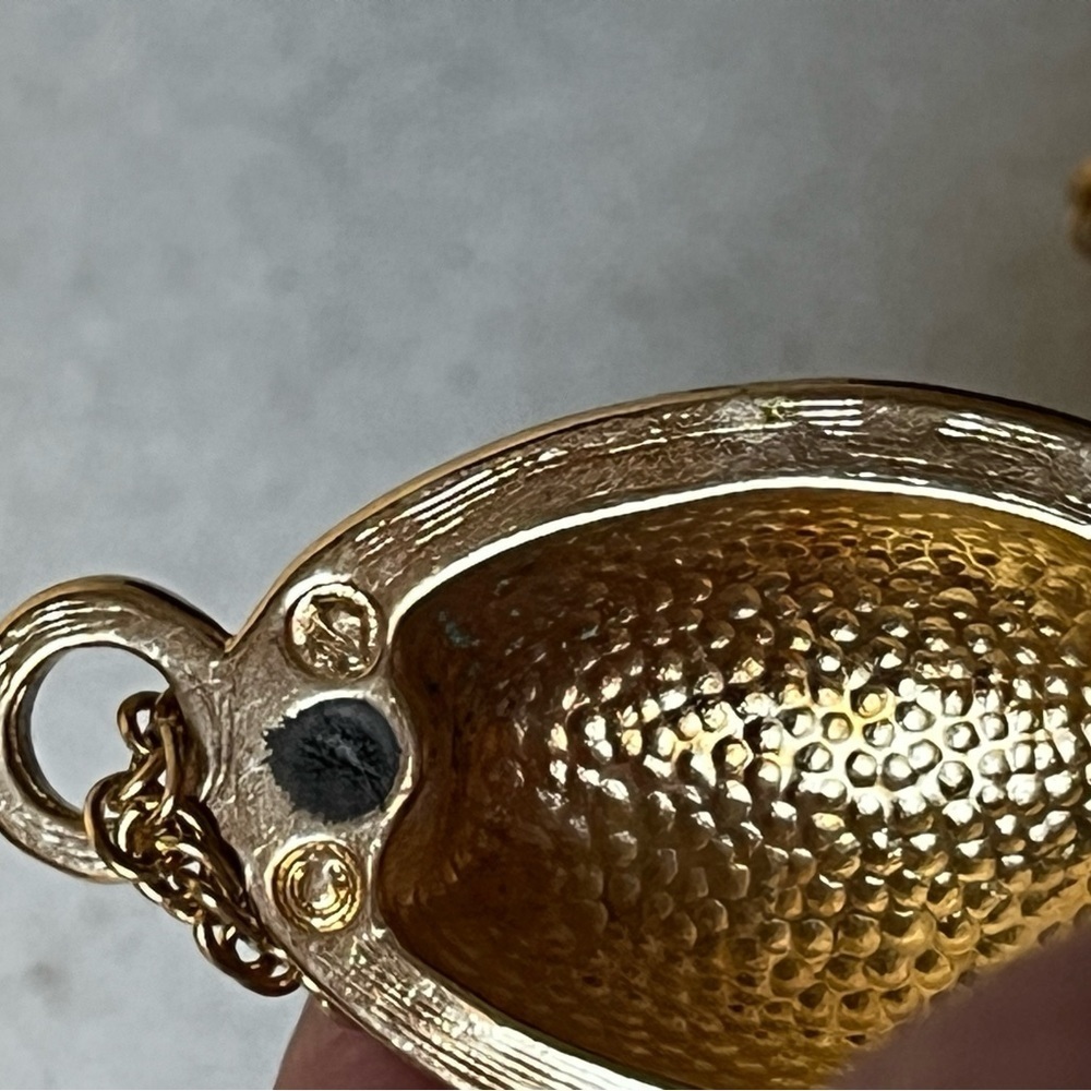 Gold and Blue green Pendant locket Necklace by Swarovski - Picture 9 of 10